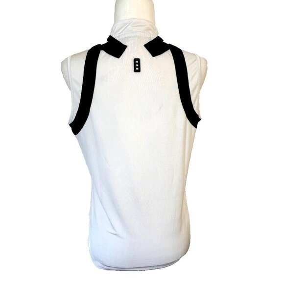 JAMIE SADOCK Sleeveless Golf Polo Shirt Top Size Small White Black 1/4 Zip - Picture 6 of 6